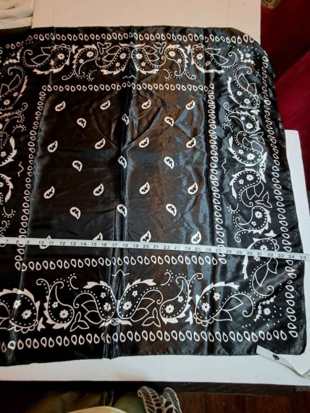 New Black Paisley Wild Rag 35x35 Western Rodeo Cowboy Scarf - Picture 5 of 5